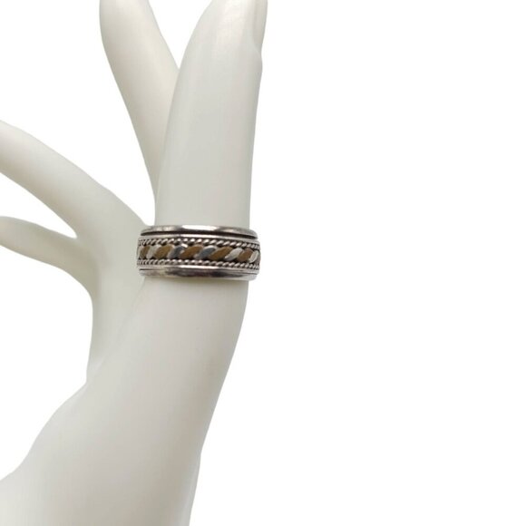 Braided Band Ring Size 6 Copper Sterling Silver Fidget Spinner Ring Vintage - Picture 3 of 6